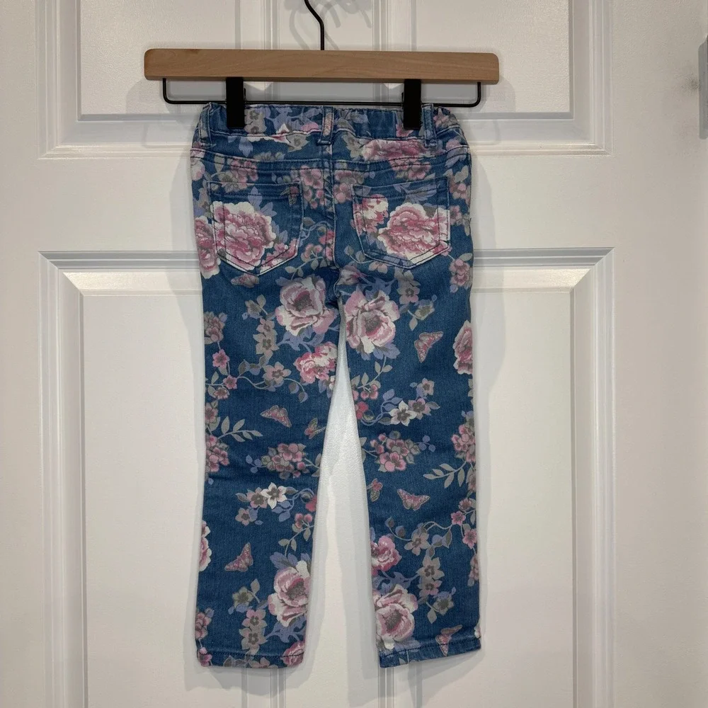 The Childrens Place Girls Jeans Blue Floral‎ Print Jegging Size 4T